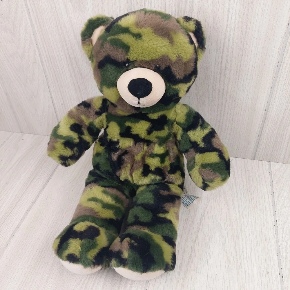 Build-A-Bear‎ Camouflage Teddy Bear Plush Unisex 17in Green Brown Woodland Camo